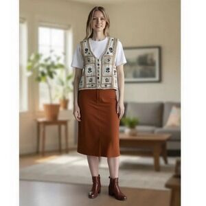 TanTrums Women Patchwork Floral Embroidered Sz M Cottage Western Boho Y2K Office